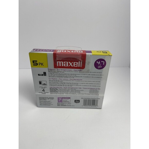 MAXELL DVD+R 16X 4.7GB 120 MINUTE BLANK MEDIA DISCS 5-Pack "BRAND NEW & SEALED" - Picture 4 of 6